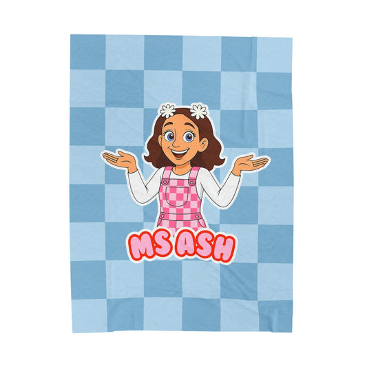 Ms Ash Plush Velveteen Blanket (Blue)
