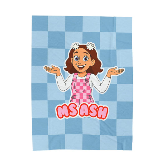 Ms Ash Plush Velveteen Blanket (Blue)