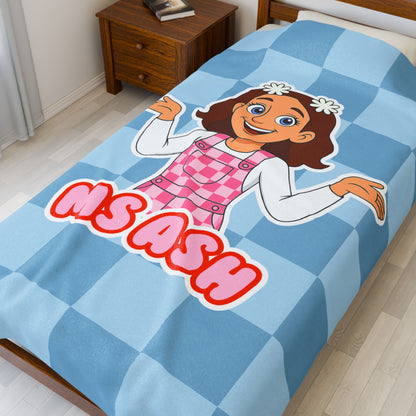 Ms Ash Plush Velveteen Blanket (Blue)