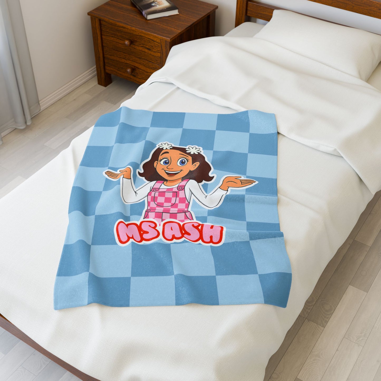 Ms Ash Plush Velveteen Blanket (Blue)