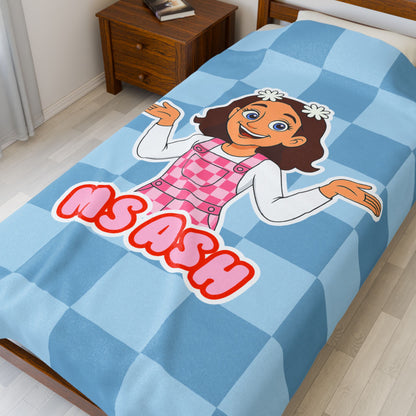Ms Ash Plush Velveteen Blanket (Blue)