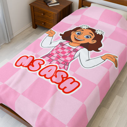 Ms Ash Plush Velveteen Blanket (Pink)