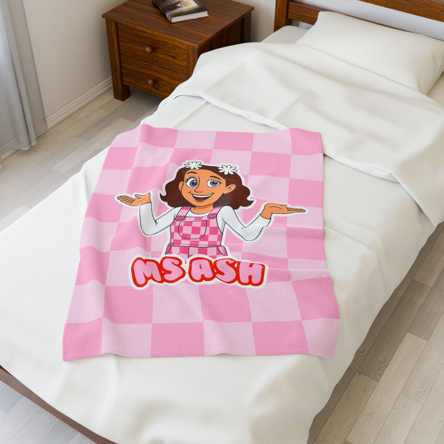 Ms Ash Plush Velveteen Blanket (Pink)